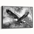Framed canvas wall art showcasing a dynamic bird design in vibrant colors, featuring a sleek black frame and a side view that highlights its depth and texture, perfect for enhancing home decor.