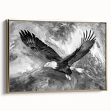 Framed wall art featuring a captivating gold-accented design of birds, showcasing intricate details and vibrant colors, perfect for modern home decor.