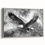 Framed wall art featuring a silver side view of a bird design, showcasing intricate details and vibrant colors, perfect for enhancing modern home decor.