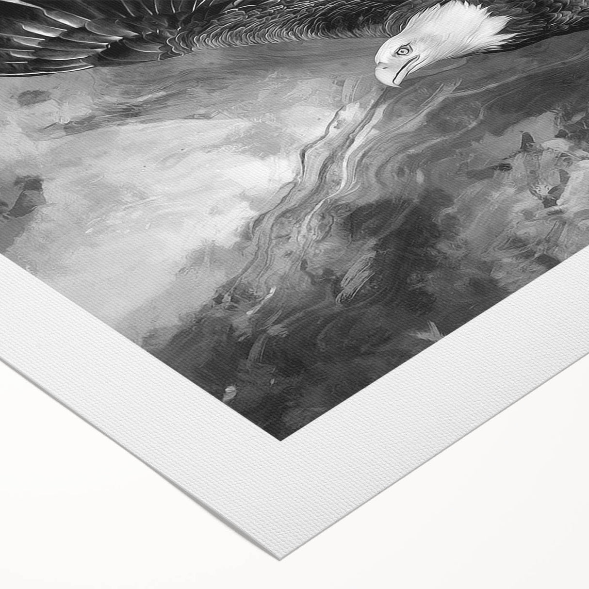 Rolled canvas artwork showcasing a vibrant birds of prey design, featuring intricate details and rich colors, ideal for enhancing home decor and interior aesthetics.