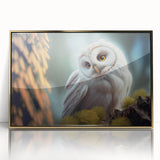 Framed acrylic wall art showcasing a detailed design of birds, featuring a gold frame that enhances the vibrant colors, perfect for home decor.