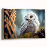 Framed canvas artwork showcasing a striking bird of prey design in vibrant colors, featuring a gold frame that adds elegance. Perfect for nature-themed decor.