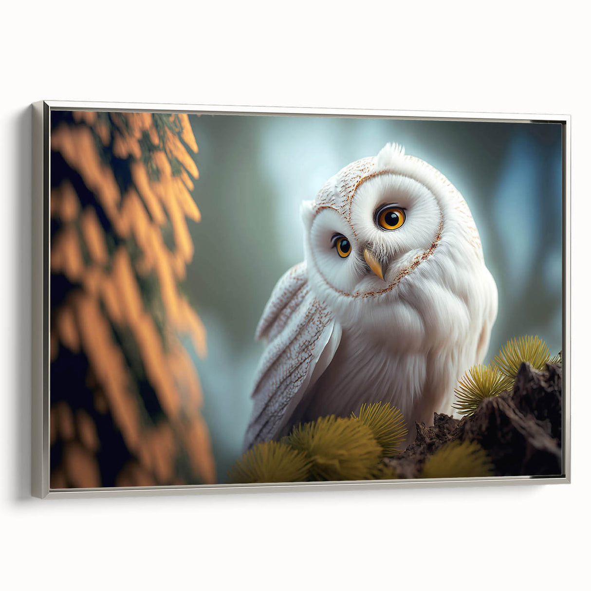 Framed wall art featuring a stunning depiction of birds in flight, designed for modern decor, with a silver frame that adds elegance to any room.