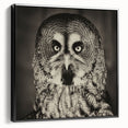 Framed canvas wall art featuring a vibrant birds of prey design, showcasing detailed illustrations in rich colors on a black background, ideal for nature lovers.