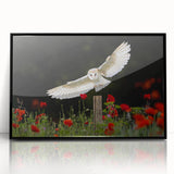 Framed wall art featuring a striking design of birds of prey, showcased in a sleek black frame with acrylic glass, perfect for modern home decor.