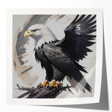 Colorful wall art showcasing a vibrant birds of prey design, printed on glossy canvas, ideal for adding a striking focal point to modern home decor.