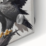 Close-up view of vibrant acrylic wall art featuring an intricate bird design, showcasing rich colors and detailed textures, perfect for home decor.