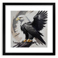 Framed wall art featuring a black mat and a modern design of birds from the "Birds of Prey" collection, displayed in a sleek black frame, perfect for contemporary decor.