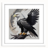 Framed wall art featuring a vibrant birds of prey design, with a clean white mat and frame, perfect for enhancing home decor and showcasing nature's beauty.