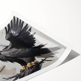 Colorful rolled print featuring intricate birds of prey designs, showcasing vibrant hues and detailed illustrations, perfect for enhancing any wall decor.