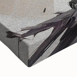 Close-up of a vibrant birds of prey wall art design printed on stretched canvas, showcasing intricate details and rich colors, ideal for nature enthusiasts and home decor.