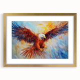 Framed wall art collection showcasing a "Birds of Prey" design with a gold mat and elegant frame, perfect for enhancing home decor with nature-inspired aesthetics.