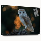 Acrylic glass wall art showcasing a vibrant birds of prey design, displayed from the side with decorative pins, perfect for nature lovers and home decor enthusiasts.