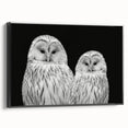 Framed wall art featuring a striking birds of prey design in vibrant colors, set against a sleek black frame, ideal for enhancing modern decor and wildlife enthusiasts’ spaces.