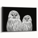 Framed wall art featuring a striking birds of prey design in vibrant colors, set against a sleek black frame, ideal for enhancing modern decor and wildlife enthusiasts’ spaces.