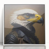 Framed acrylic wall art featuring a vibrant birds of prey design, showcasing detailed illustrations in rich colors, perfect for enhancing modern home decor.