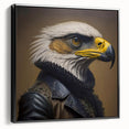 Framed canvas wall art showcasing a striking birds of prey design in black, highlighting intricate details and textures, perfect for enhancing modern home decor.
