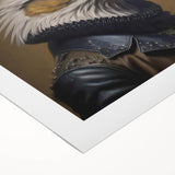 Rolled canvas artwork showcasing a vibrant birds of prey design, featuring detailed illustrations in rich colors, ideal for enhancing modern home decor.