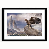 Framed wall art featuring a striking design of various bird species, showcased in a sleek black frame with a white mat, ideal for home decor.