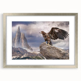 Framed wall art featuring a collection of birds in vibrant colors, elegantly displayed with a silver mat and frame, ideal for enhancing home decor.