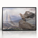 Framed acrylic wall art featuring a striking design of birds of prey, showcasing vivid colors and intricate details, perfect for modern home decor.