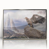Framed wall art featuring a striking "Birds of Prey" design in acrylic, showcasing intricate details and a sleek silver frame, ideal for enhancing modern decor.