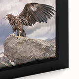 Close-up of a framed canvas wall art featuring vibrant birds in a nature-inspired design, showcasing intricate details and colors that enhance any living space decor.