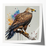 Colorful wall art print featuring a stylized bird design, showcasing intricate patterns and glossy finish, perfect for modern home decor. Ideal for art enthusiasts and nature lovers seeking unique decor pieces.