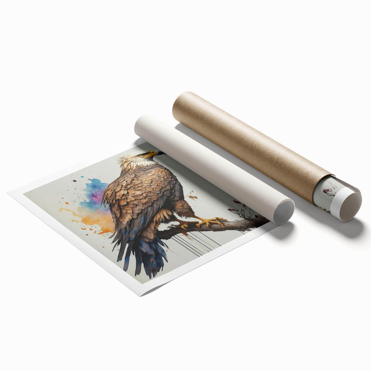 Colorful rolled print featuring a striking design of various birds, capturing their vibrant plumage and intricate details. Ideal for nature-inspired decor, this artwork showcases a harmonious blend of colors and artistic styles, perfect for brightening any space.