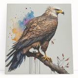 Stretched canvas wall art featuring a vibrant birds of prey design, showcasing intricate details and rich colors, perfect for enhancing home decor.