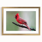 Framed wall art featuring a vibrant cardinal design in gold accents, showcasing intricate details against a soft background, perfect for nature lovers’ decor.