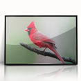 Framed wall art featuring a vibrant cardinal bird design against a black background, showcasing detailed feathers and a striking pose, perfect for wildlife decor enthusiasts.
