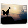 Acrylic wall art featuring a vibrant chicken design, displayed in a sleek side view with push pins, perfect for adding a lively touch to home decor.