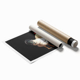 Colorful wall art print featuring an artistic chicken design, showcasing vibrant hues and intricate patterns, perfect for home decor or a farm-themed space.