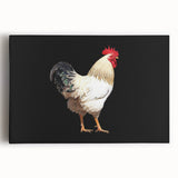 Vibrant stretched canvas wall art featuring a whimsical chicken design, showcasing bright colors and playful patterns, perfect for enhancing any home decor.