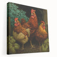 Stretched canvas wall art showcasing a vibrant chicken design with intricate details, perfect for adding a whimsical touch to home decor.