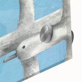 Close-up of a vibrant crane design wall art piece, featuring intricate details and a glossy acrylic finish, perfect for enhancing modern home decor.