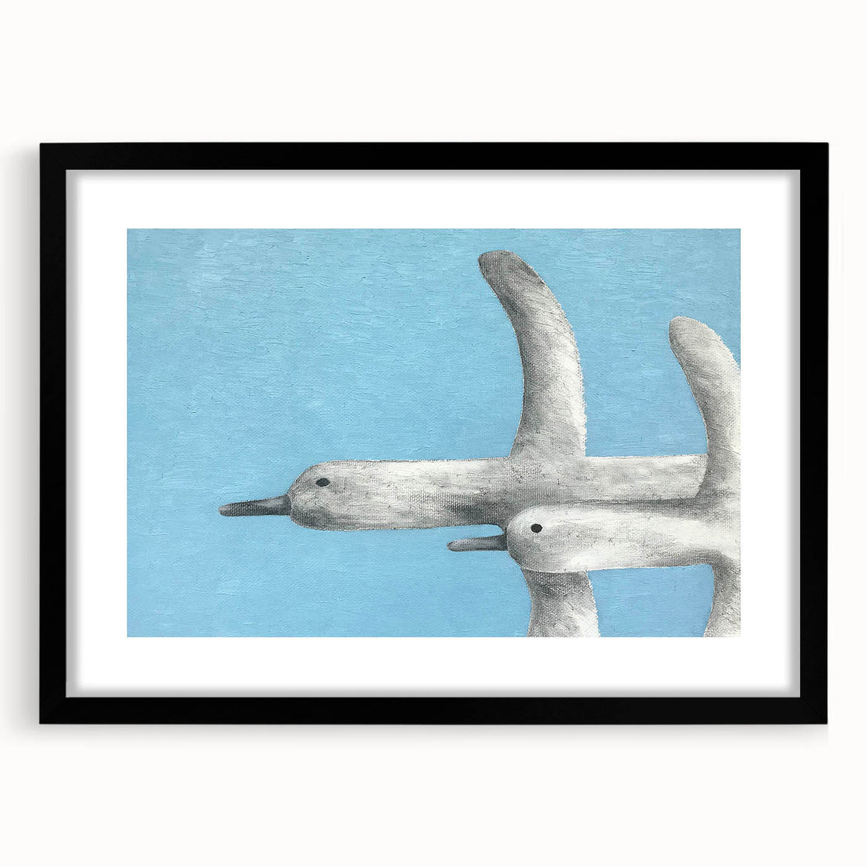 Framed wall art featuring an elegant crane design in a minimalist black frame with a mat, perfect for modern decor and enhancing home interiors.