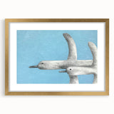 Framed wall art featuring an elegant crane design in gold tones, set against a white mat background, perfect for adding a touch of sophistication to home decor.