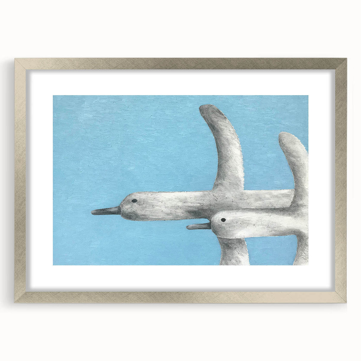 Framed wall art featuring a silver mat and a stunning crane design, showcasing intricate details and elegant colors, ideal for enhancing interior decor and nature-themed spaces.