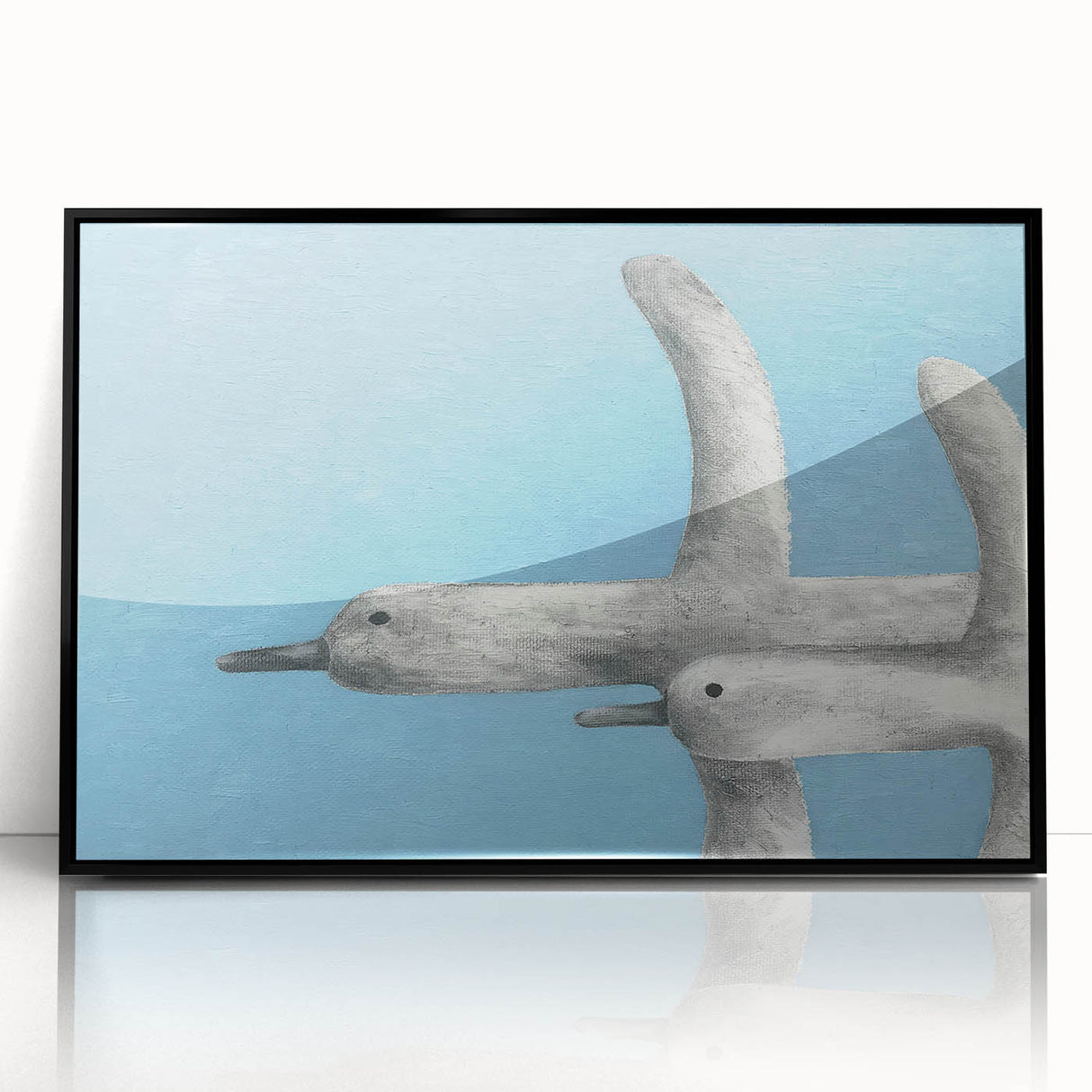 Framed wall art featuring a minimalist crane design in black acrylic, showcasing elegant lines and a modern aesthetic, ideal for contemporary home decor.