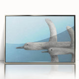 Framed wall art featuring a striking crane design in a silver-acrylic finish, showcasing elegant lines and vibrant colors, perfect for modern home decor.