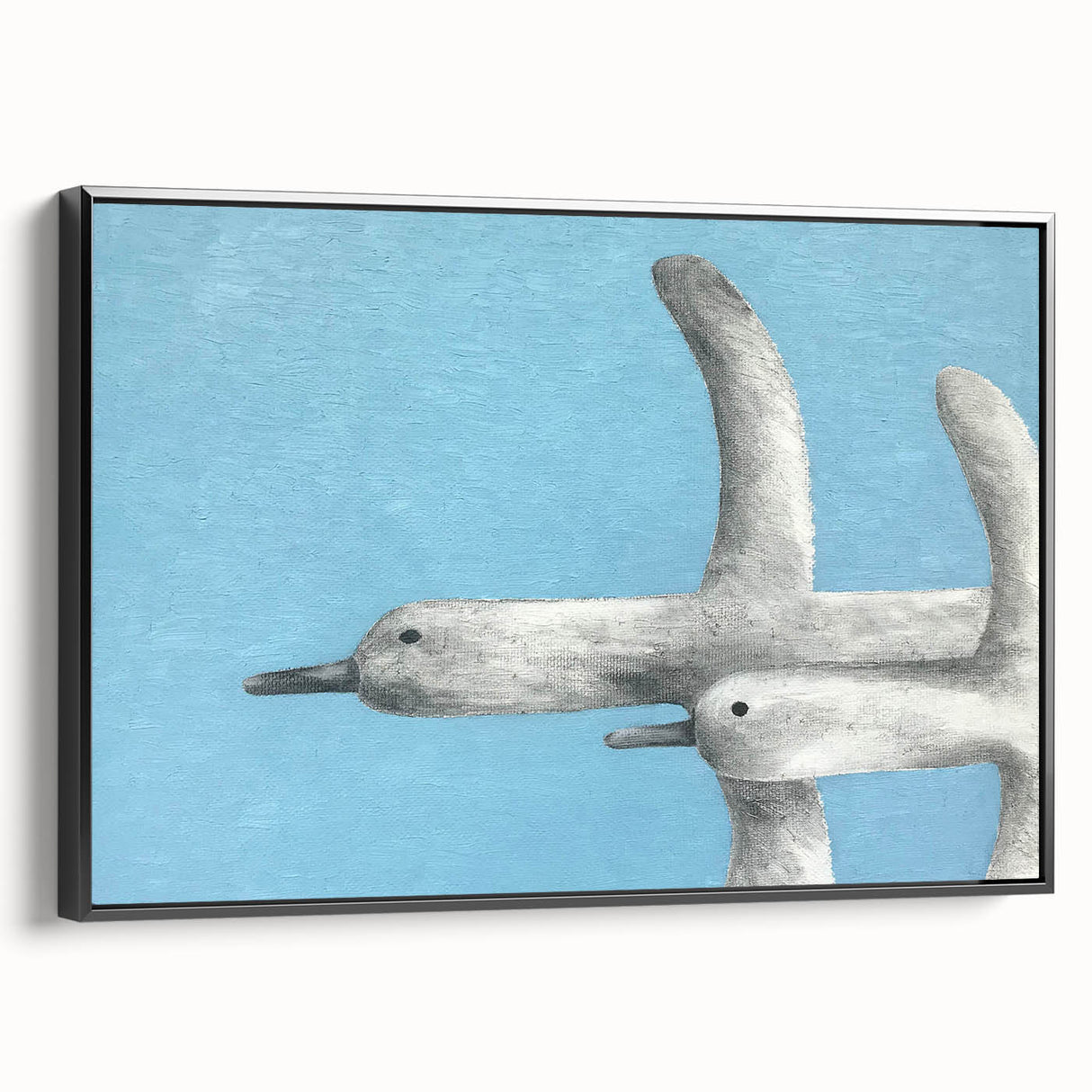 Framed wall art featuring a crane design in black and white, showcasing elegant lines and intricate details against a neutral background, perfect for modern decor.