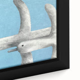 Framed canvas wall art featuring a close-up design of elegant cranes in flight, showcasing intricate details and vibrant colors, perfect for modern home decor.