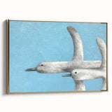 Framed wall art featuring an elegant crane design in gold tones, showcasing intricate details and textures, ideal for enhancing modern interior decor.