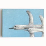 Stretched canvas wall art featuring an elegant crane design in soft pastel colors, ideal for modern home decor and enhancing tranquil spaces.