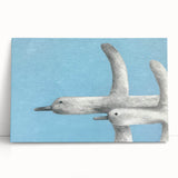 Elegant crane design wall art on stretched canvas, showcasing intricate details and soft colors, perfect for modern home decor and nature enthusiasts.