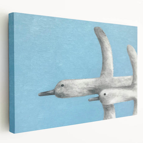 Stretched canvas wall art featuring an elegant crane design, showcasing intricate details and soft colors, perfect for enhancing modern home decor.