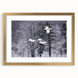 Elegant gold-framed wall art featuring a crane design, showcasing intricate details and soft color tones, perfect for modern home décor and artistic ambiance.