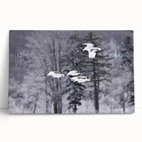 Elegant stretched canvas wall art featuring a graceful crane design, showcasing intricate details and soft colors, perfect for enhancing modern home decor.